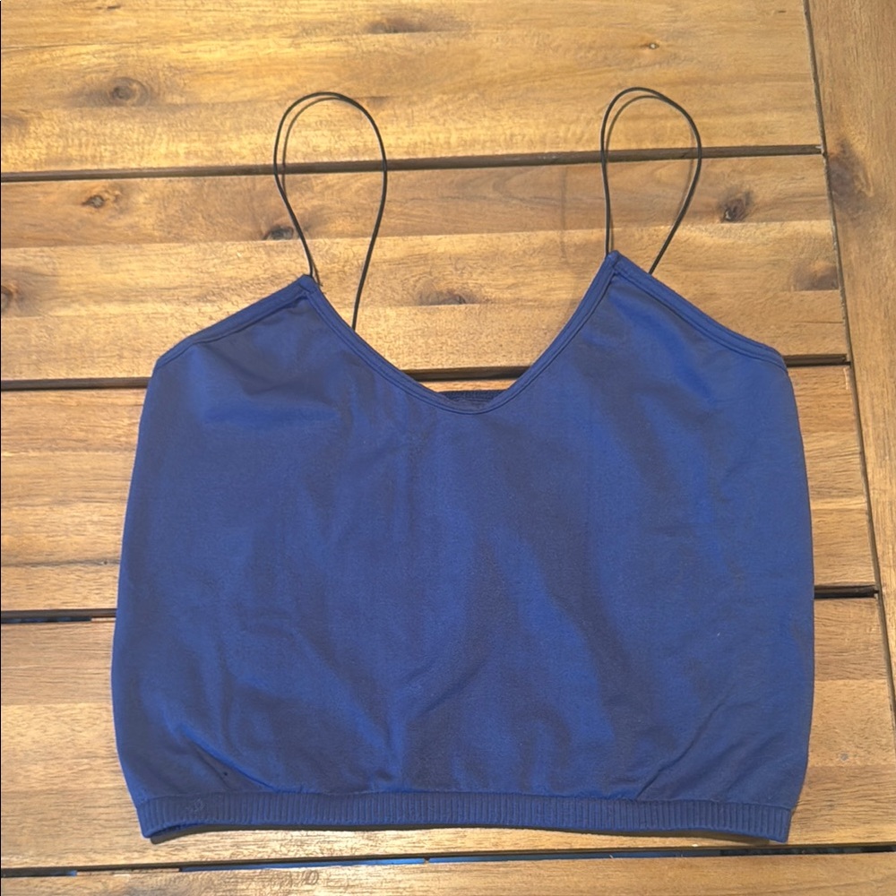 Free People Blue Spaghetti Strap Crop Top
